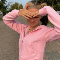 Trendy Damen Cropped Hoodie | Reißverschluss | Sportlich | Figurbetont | Kapuze-Luzern Mode