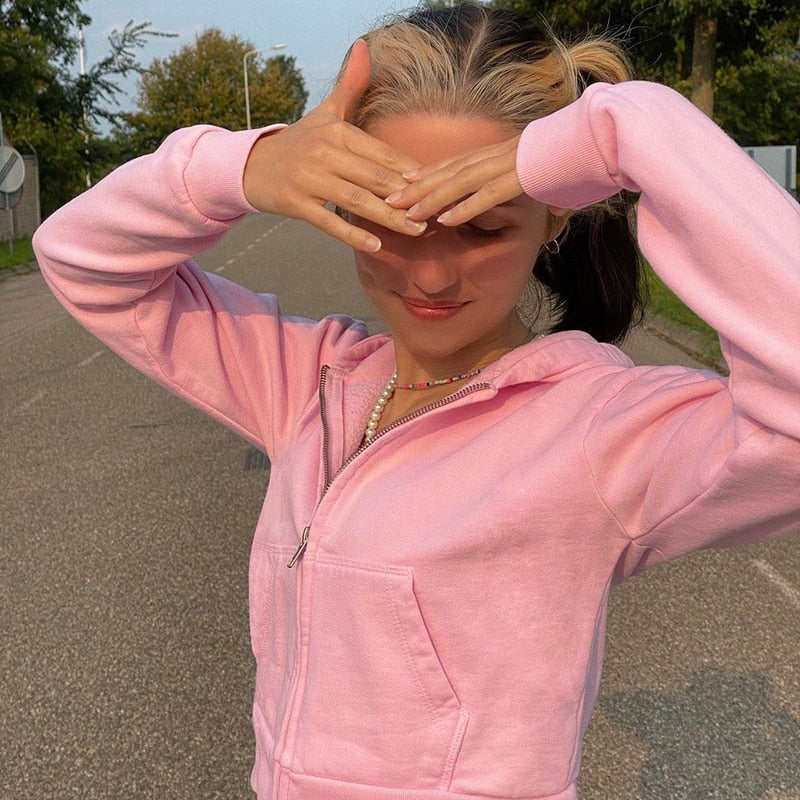 Trendy Damen Cropped Hoodie | Reißverschluss | Sportlich | Figurbetont | Kapuze-Luzern Mode