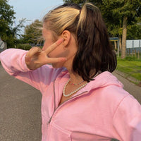 Trendy Damen Cropped Hoodie | Reißverschluss | Sportlich | Figurbetont | Kapuze-Rosa-S-Luzern Mode