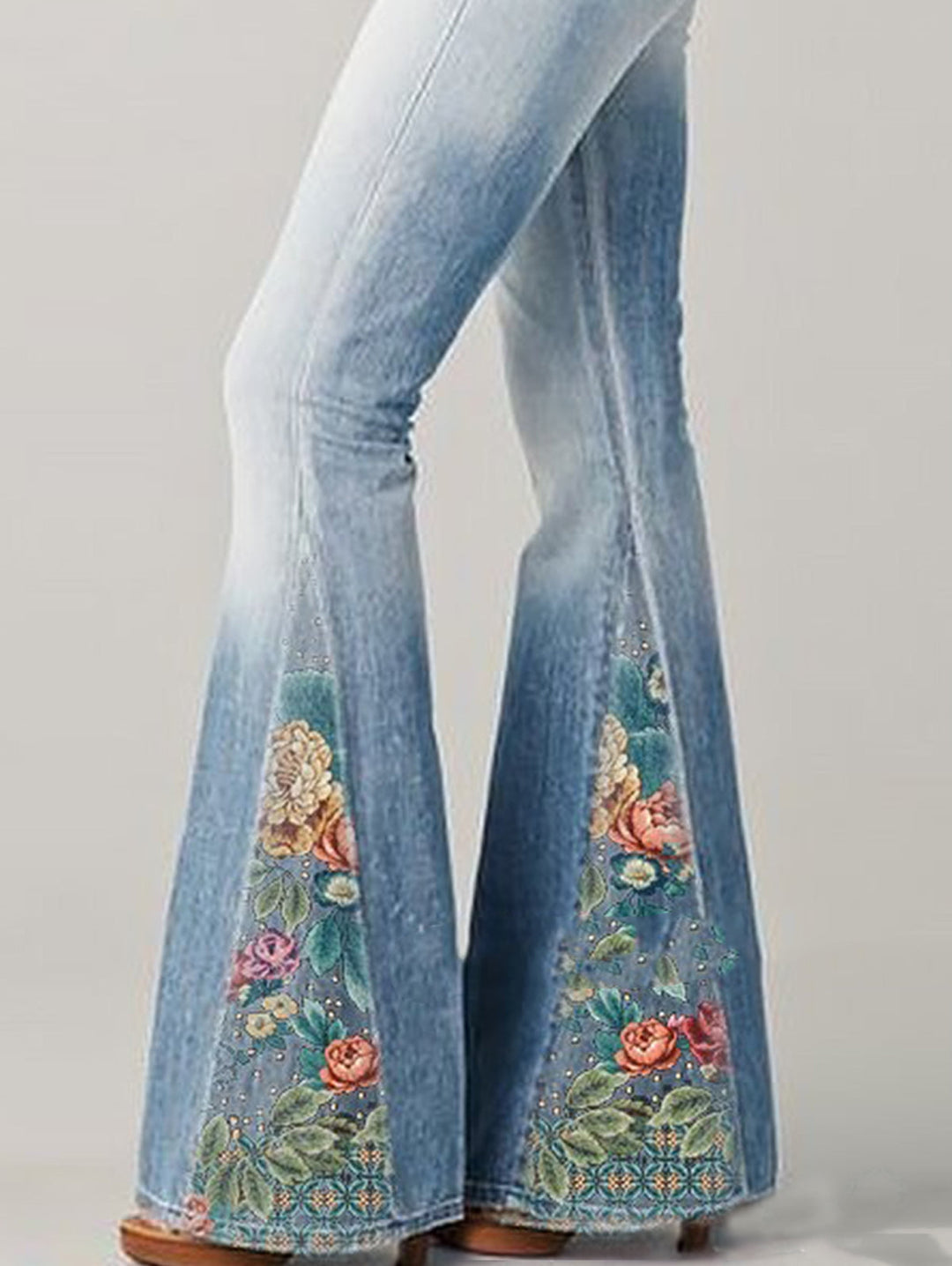 Damen Schlaghose mit Blumenstickerei - Vintage Look Jeans-Luzern Mode