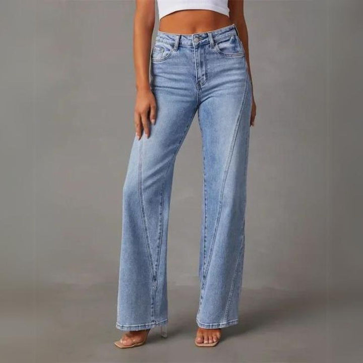 Damen High Waist Jeans mit weitem Bein und Stretch-Luzern Mode