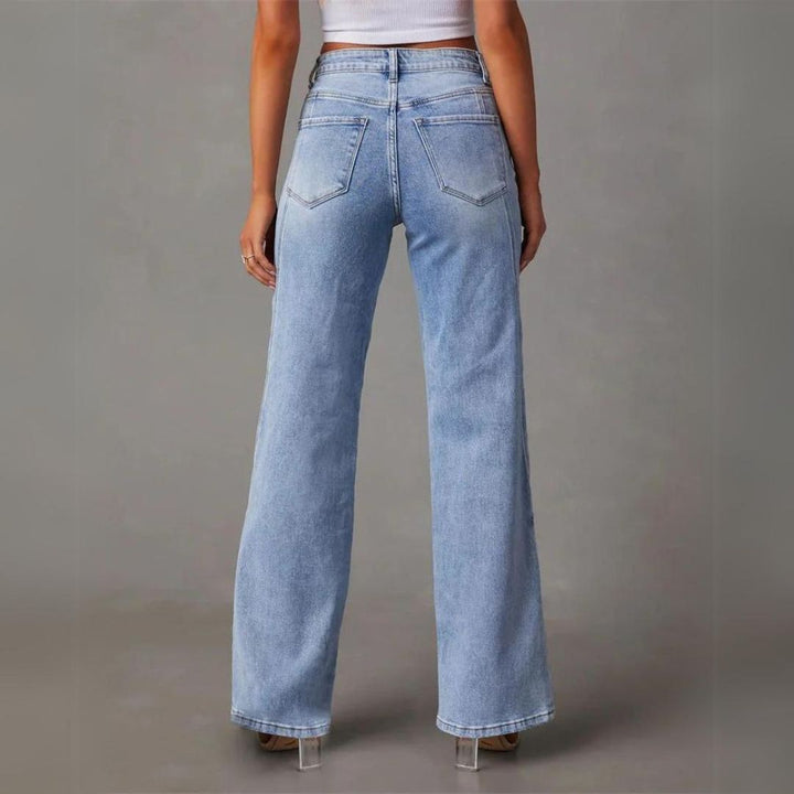 Damen High Waist Jeans mit weitem Bein und Stretch-Luzern Mode