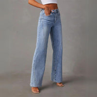 Damen High Waist Jeans mit weitem Bein und Stretch-Luzern Mode