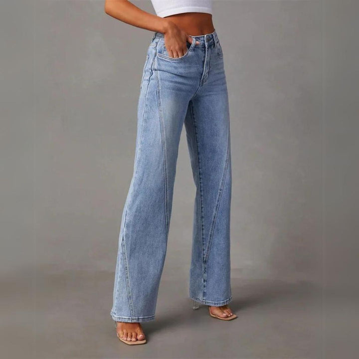 Damen High Waist Jeans mit weitem Bein und Stretch-Luzern Mode