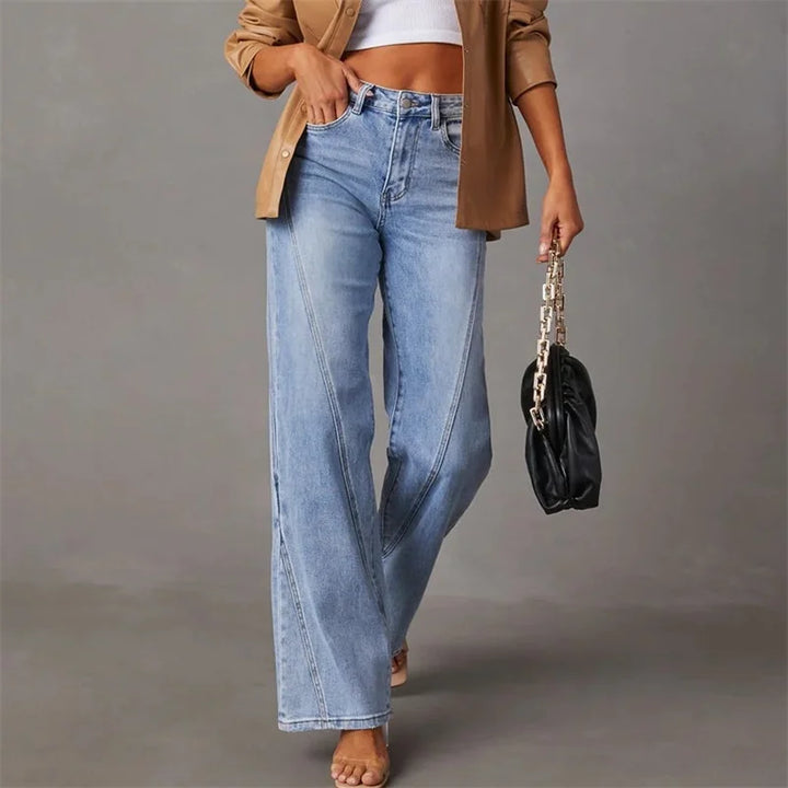 Damen High Waist Jeans mit weitem Bein und Stretch-S-Luzern Mode