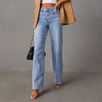 Damen High Waist Jeans mit weitem Bein und Stretch-Luzern Mode