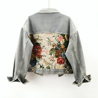 Damen Jeansjacke mit Blumenmuster - Vintage Look Mode-Luzern Mode