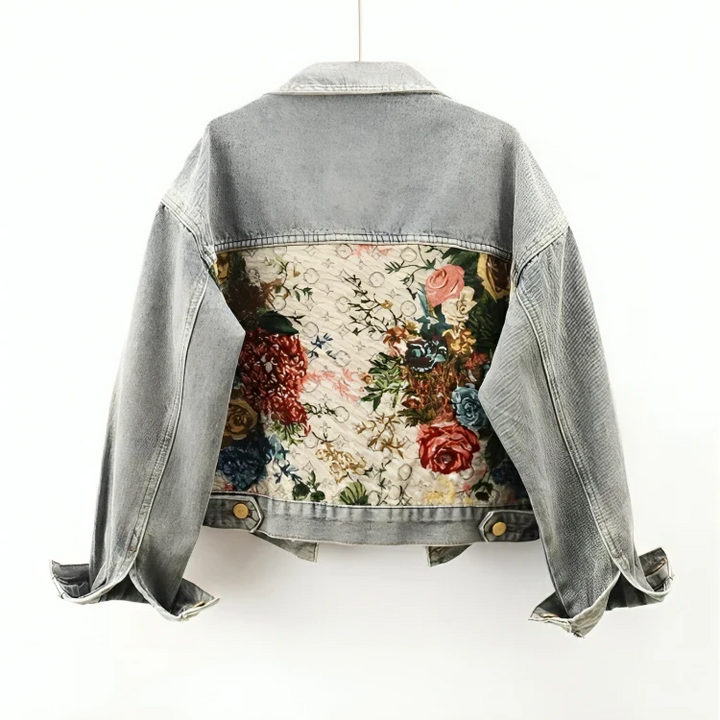 Damen Jeansjacke mit Blumenmuster - Vintage Look Mode-Luzern Mode