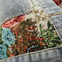 Damen Jeansjacke mit Blumenmuster - Vintage Look Mode-Luzern Mode