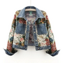 Damen Jeansjacke mit Blumenmuster - Vintage Look Mode-Dunkelblau-XS-Luzern Mode