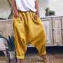 Damen Haremshose Baggy Style mit Elastischem Bund-Gelb-S-Luzern Mode