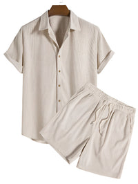 Herren Sommer Set gestreift | Strandlook | Leicht bequem | Für Urlaub und Alltag-Luzern Mode