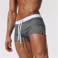 Herren Badehose | Kurz | Slim Fit | Mit Reißverschlusstasche | Mit Kordelzug | Schnelltrocknend-Dunkelgrau-XS-Luzern Mode