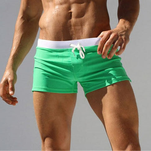 Herren Badehose | Kurz | Slim Fit | Mit Reißverschlusstasche | Mit Kordelzug | Schnelltrocknend-Grün-XS-Luzern Mode