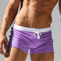 Herren Badehose | Kurz | Slim Fit | Mit Reißverschlusstasche | Mit Kordelzug | Schnelltrocknend-Lila-XS-Luzern Mode