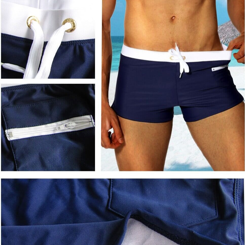 Herren Badehose | Kurz | Slim Fit | Mit Reißverschlusstasche | Mit Kordelzug | Schnelltrocknend-Luzern Mode