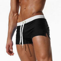 Herren Badehose | Kurz | Slim Fit | Mit Reißverschlusstasche | Mit Kordelzug | Schnelltrocknend-Schwarz-L-Luzern Mode