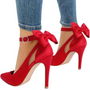 Damen High Heels mit Schleife - Elegante Stilettos kaufen-Satinrot-35-Luzern Mode
