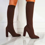 Damen Stiefel mit Absatz - Elegante Strickstiefel Online-Braun-35-Luzern Mode