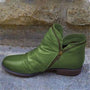 Hochwertige Damen Lederstiefeletten mit Reißverschluss-Grün-35-Luzern Mode