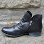 Hochwertige Damen Lederstiefeletten mit Reißverschluss-Schwarz-35-Luzern Mode