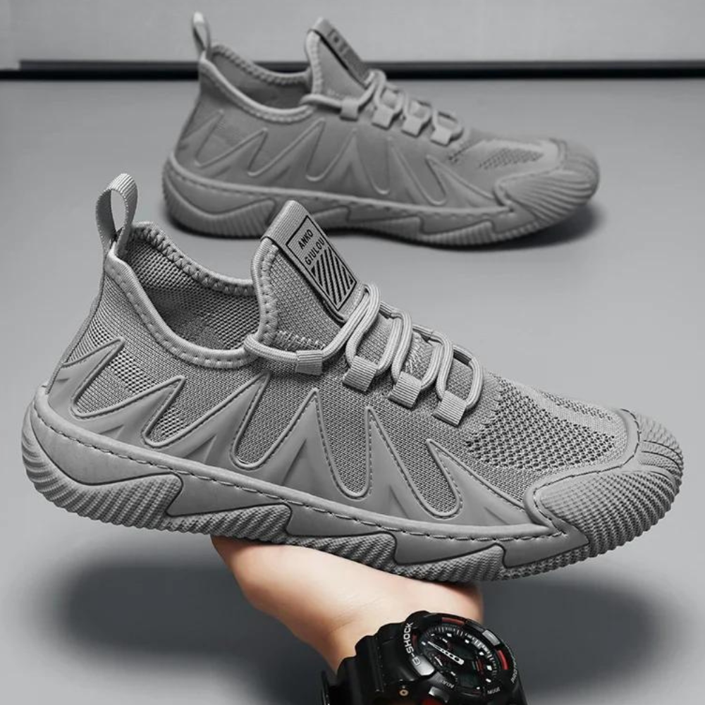 Herren Sneaker Atmungsaktiv Rutschfest Sportlich Schuhe-Grau-39-Luzern Mode