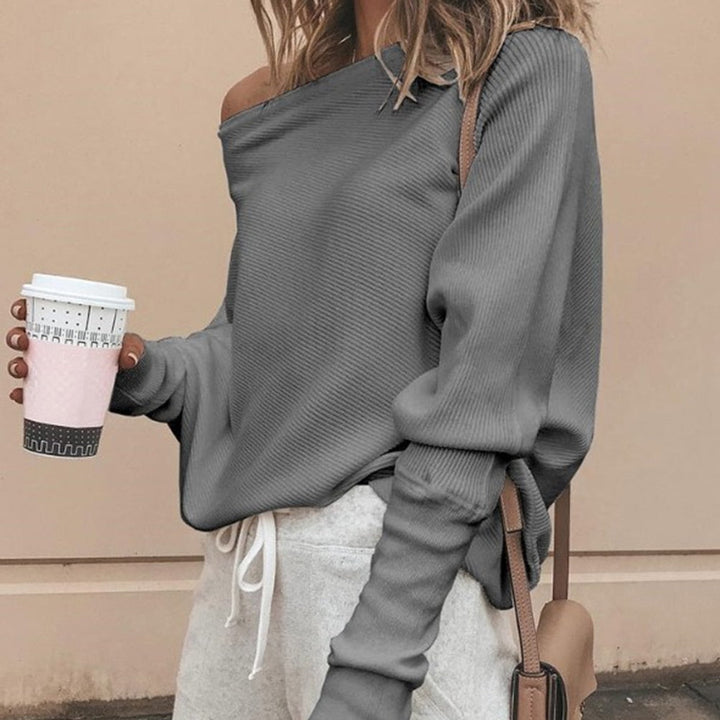 Asymmetrischer Damen Strickpullover für Herbstmode-Grau-S-Luzern Mode