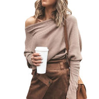 Asymmetrischer Damen Strickpullover für Herbstmode-Khaki-S-Luzern Mode