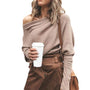 Asymmetrischer Damen Strickpullover für Herbstmode-Khaki-S-Luzern Mode