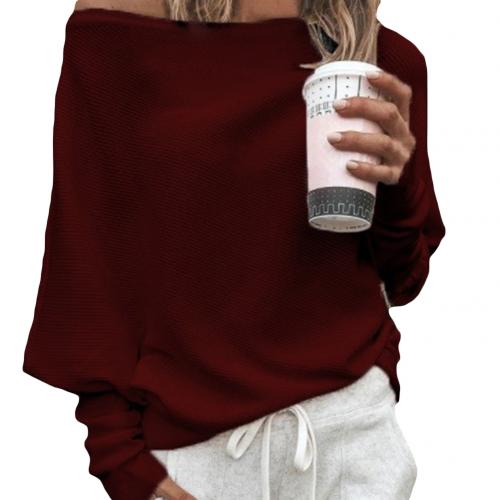 Asymmetrischer Damen Strickpullover für Herbstmode-Rot-S-Luzern Mode