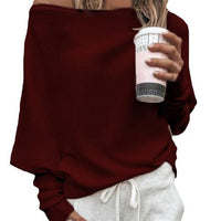 Asymmetrischer Damen Strickpullover für Herbstmode-Rot-S-Luzern Mode