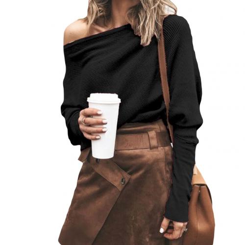 Asymmetrischer Damen Strickpullover für Herbstmode-Schwarz-S-Luzern Mode