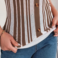 Gestreifte Strickweste mit Knopfleiste für Damen kaufen-Luzern Mode