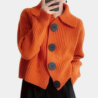 Oversized Damen Strickjacke mit großen Knöpfen - Modischer Cardigan-XS-Luzern Mode