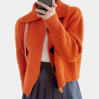 Oversized Damen Strickjacke mit großen Knöpfen - Modischer Cardigan-Luzern Mode