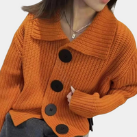 Oversized Damen Strickjacke mit großen Knöpfen - Modischer Cardigan-Luzern Mode