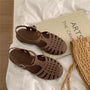 Plateau Sandalen Damen | verstellbare Riemen | luftiges Material | Sommerlook-Braun-35-Luzern Mode