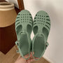 Plateau Sandalen Damen | verstellbare Riemen | luftiges Material | Sommerlook-Grün-35-Luzern Mode