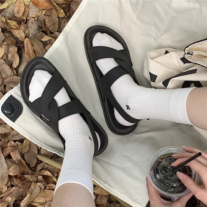 Plateau Sandalen Damen | verstellbare Riemen | luftiges Material | Sommerlook-Luzern Mode