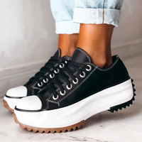 Damen Sneaker mit Plateau und Stern-Detail für Alltag-Schwarz-35-Luzern Mode