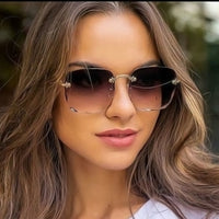 Randlose Sonnenbrille | UV400-Schutz | Rechteckige Gläser | Ultraleicht & blendfrei-Braun/Grau-Luzern Mode