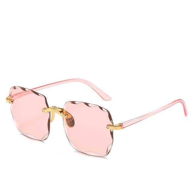 Randlose Sonnenbrille | UV400-Schutz | Rechteckige Gläser | Ultraleicht & blendfrei-Hellrosa-Luzern Mode