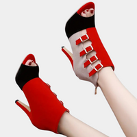 Damen High Heels Sandaletten mit Schnallen und Absatz-Luzern Mode
