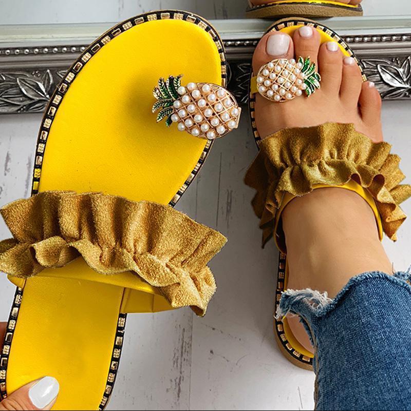 Bequeme Sommerschuhe Damen | Boho Look | Orthopädisch stützend | Sandalen-Gelb-35-Luzern Mode
