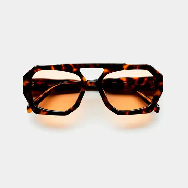 Damen Sonnenbrille | Glamour | 5-Eckig | Glänzend | Print | Eyecatcher-Braunes Glas-Luzern Mode