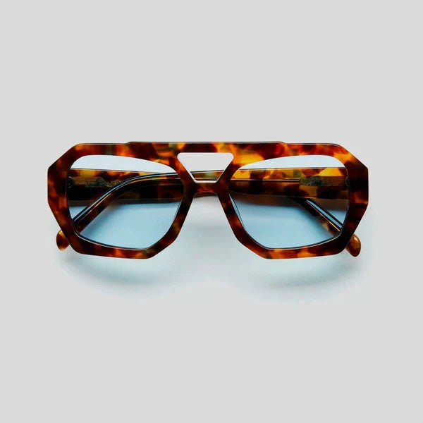 Damen Sonnenbrille | Glamour | 5-Eckig | Glänzend | Print | Eyecatcher-Grau Glas-Luzern Mode