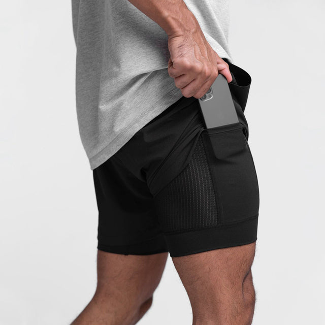 Trainingsshorts Herren | Schnell trocknend | Innenhose | Für Sport & Freizeit-Schwarz (mit weißem oder schwarzem Innenfutter)-S-Luzern Mode