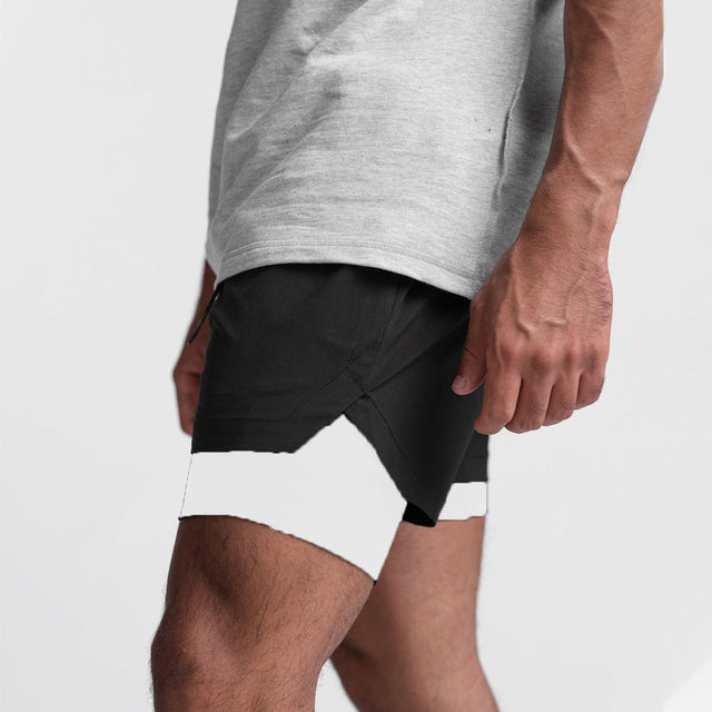 Trainingsshorts Herren | Schnell trocknend | Innenhose | Für Sport & Freizeit-Schwarz-weißes Futter-S-Luzern Mode