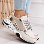 Damen Sneakers | Niedrig | Wasserdicht | Schnürsenkel | Rutschfest-Gold-35-Luzern Mode