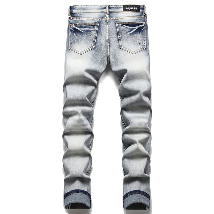 Ripped Herrenjeans | Slim Fit | Knopfverschluss | Stretch | Lässig-Luzern Mode